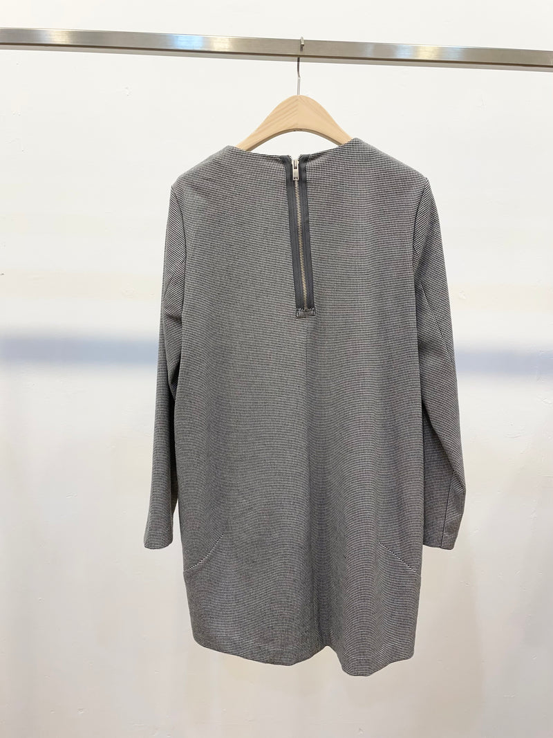 Grey blouse top with fur scarf