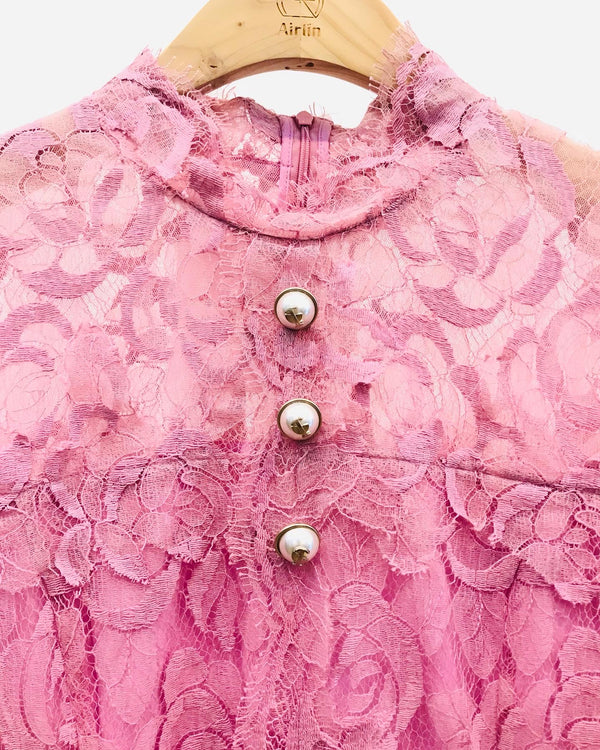 Elegant pink lace dress