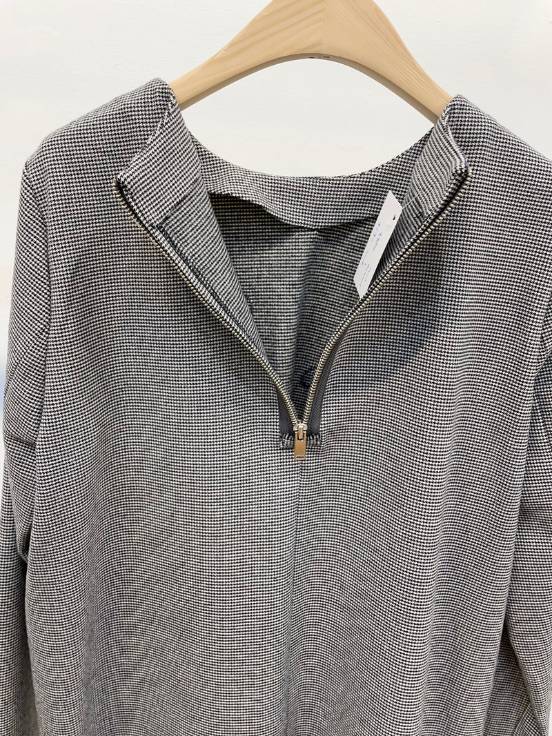 Grey blouse top with fur scarf
